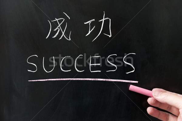 商业照片: 成功 ·字· 中国的 · 英语 · 书面 · 黑板