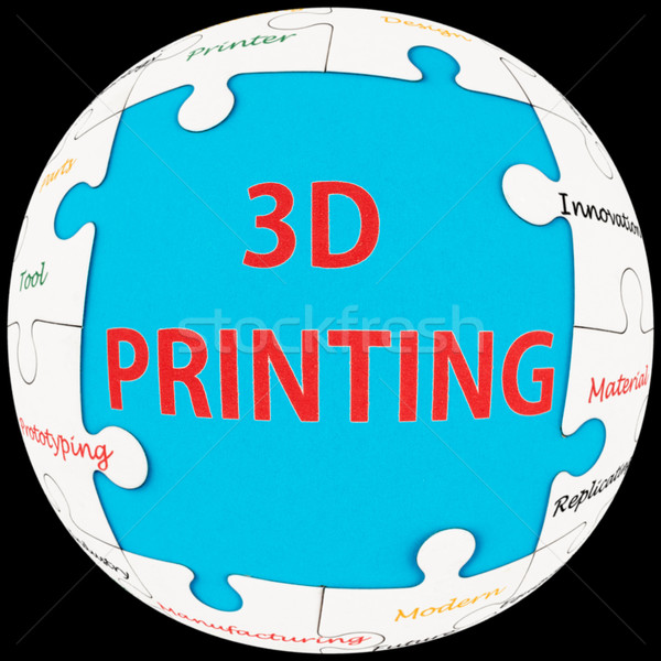 3D Druck Worte Wort-Wolke Puzzle Bereich Stock foto © raywoo