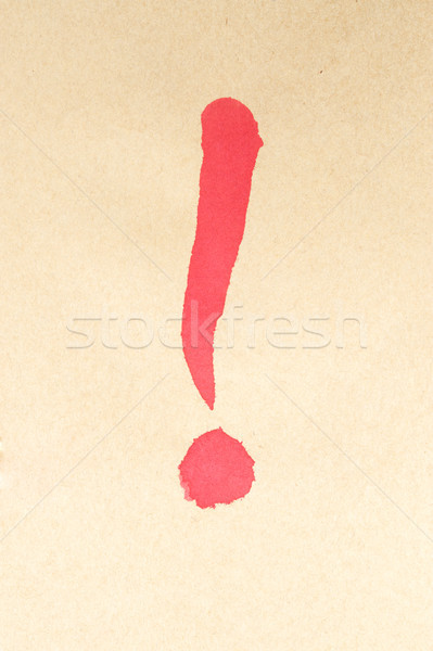 Signo de admiración símbolo escrito papel de estraza signo rojo Foto stock © raywoo