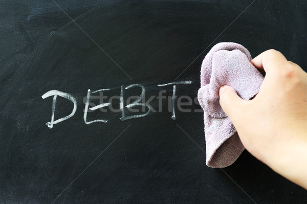 El adósság kéz szó textúra fekete Stock fotó © raywoo