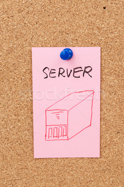 Server Wort Symbol gezeichnet Papier Kork Bord Stock foto © raywoo