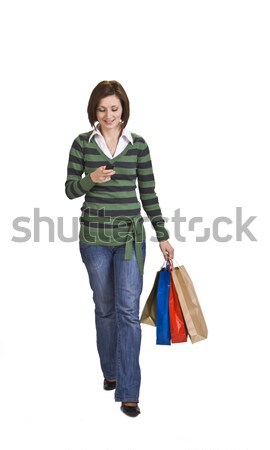 Foto stock: Mujer · compras · teléfono · móvil · teléfono · cumpleanos