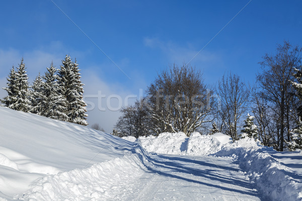 Foto stock: Invierno · carretera · imagen · cubierto · nieve · montanas