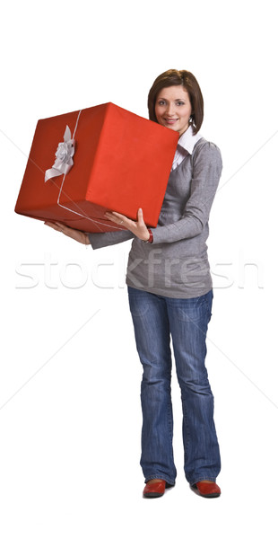 Woman with a red gift box Stock photo © RazvanPhotography