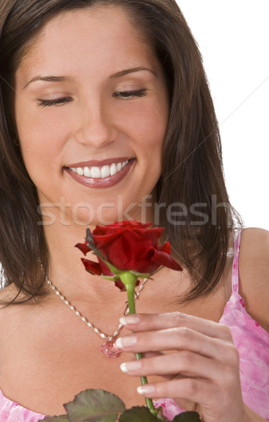 Portrait of a girl with a red rose Stock photo © RazvanPhotography
