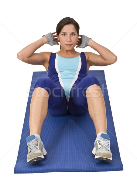 Aerobics afbeelding vrouw Blauw meisje sport Stockfoto © RazvanPhotography