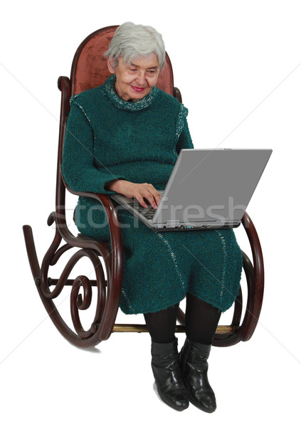 Technologie iedereen afbeelding senior vrouw met behulp van laptop Stockfoto © RazvanPhotography