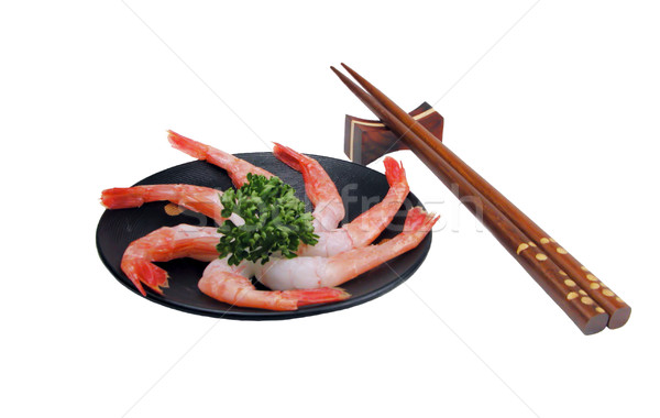 Krewetki sashimi tablicy dwa pałeczki do jedzenia Zdjęcia stock © RazvanPhotography