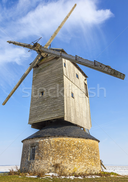 Wiatrak zimą tradycyjny Francja dolinie Zdjęcia stock © RazvanPhotography