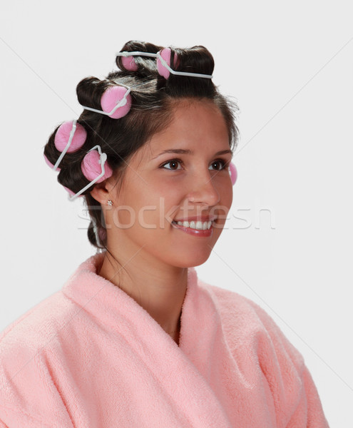 Woman with hair curlers Stock photo © RazvanPhotography