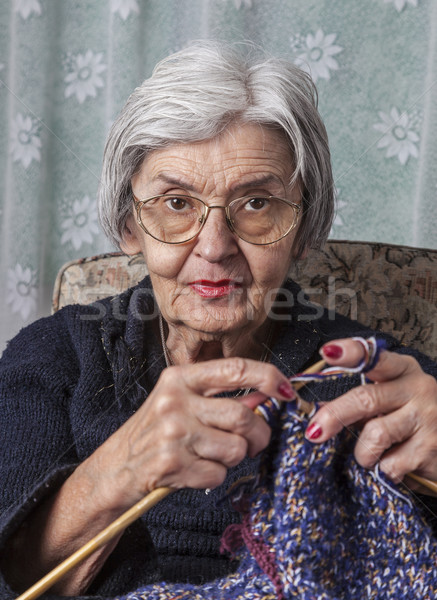 Portrait of an Old Woman Kinitting Stock photo © RazvanPhotography