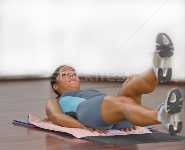 Aerobics afbeelding jonge vrouw vloer oefening Stockfoto © RazvanPhotography