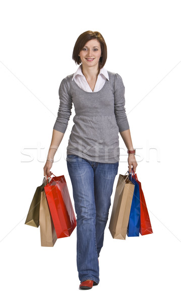 Vrouw winkelen jonge vrouw lopen veel Stockfoto © RazvanPhotography