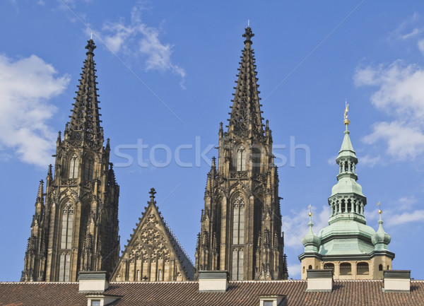 Stock photo: St.Vitus Cathedral towers-Prague Castle