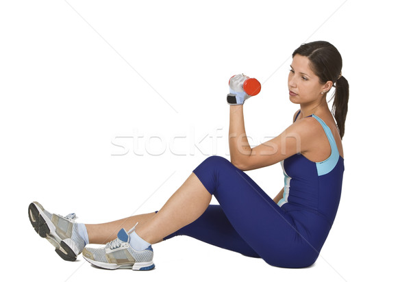 Woman doing a barbell exercise Stock photo © RazvanPhotography