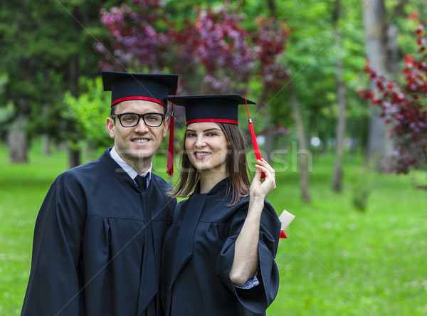 Portret para ukończeniu dzień zewnątrz Zdjęcia stock © RazvanPhotography