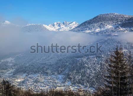 ストックフォト: アルプス山脈 · 冬 · チェーン · 雲 · 美