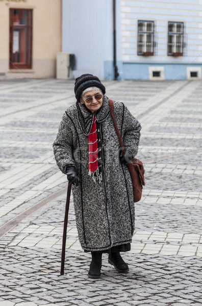 Idős nő kép magányos sétál város Stock fotó © RazvanPhotography