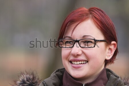 Menina retrato outono óculos mulher sorrir Foto stock © RazvanPhotography