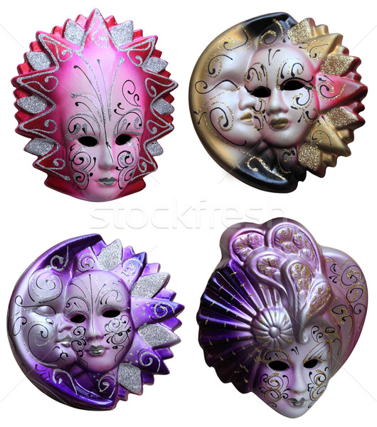 Venetiaanse maskers collage vier kleurrijk geïsoleerd Stockfoto © RazvanPhotography