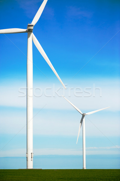 green meadow with Wind turbines generating electricity Stock photo © razvanphotos