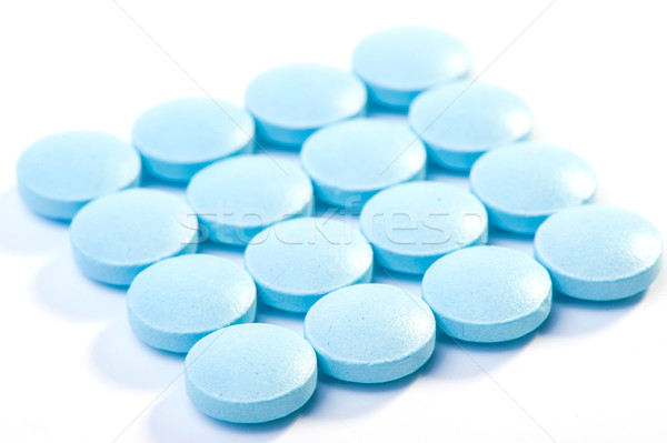 Blau Pillen weiß glücklich Gesundheit Wissenschaft Stock foto © razvanphotos