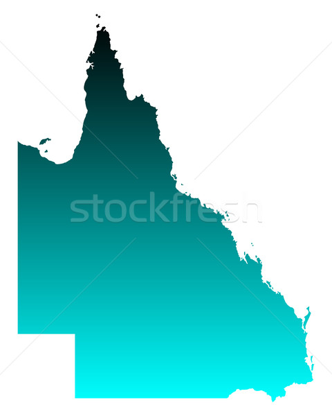 Kaart queensland groene Blauw reizen vector Stockfoto © rbiedermann