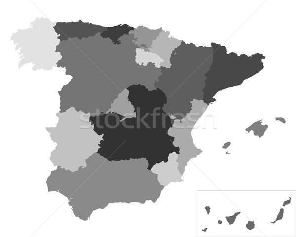 Hartă Spania vector Madrid izolat ilustrare Imagine de stoc © rbiedermann