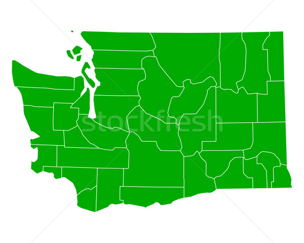 Foto stock: Mapa · Washington · fundo · verde · linha · vetor