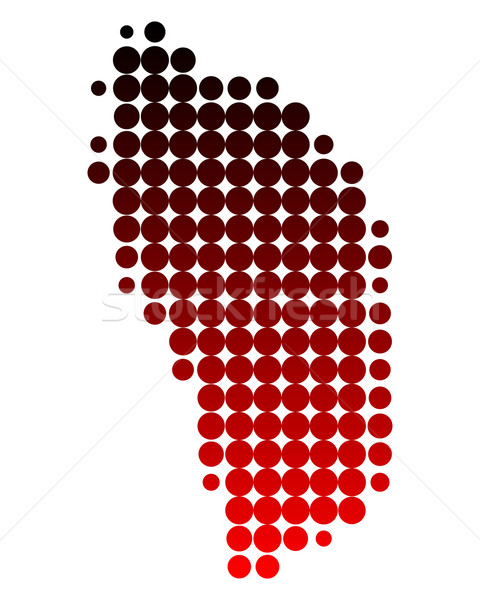 Foto stock: Mapa · Dominica · vermelho · padrão · círculo · caribbean