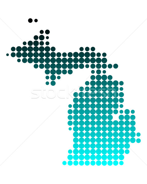 Hartă Michigan verde albastru model America Imagine de stoc © rbiedermann