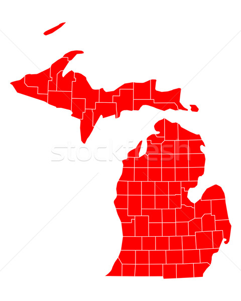 [[stock_photo]]: Carte · Michigan · Voyage · rouge · USA · isolé
