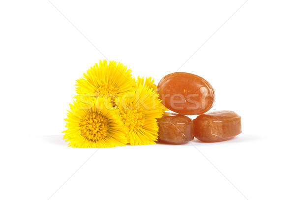 Köhögés cseppek virágok gyógyszer cukorka csepp Stock fotó © rbiedermann