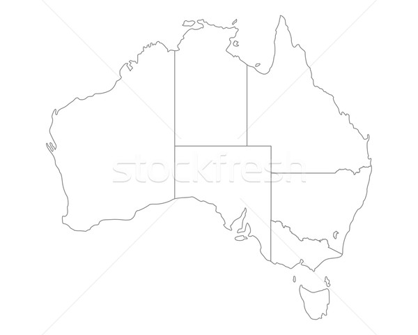 Carte Australie isolé illustration gris géographie [[stock_photo]] © rbiedermann
