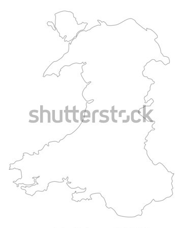 Сток-фото: карта · Уэльс · изолированный · иллюстрация · серый