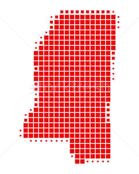 Carte Mississippi rouge modèle Amérique carré [[stock_photo]] © rbiedermann
