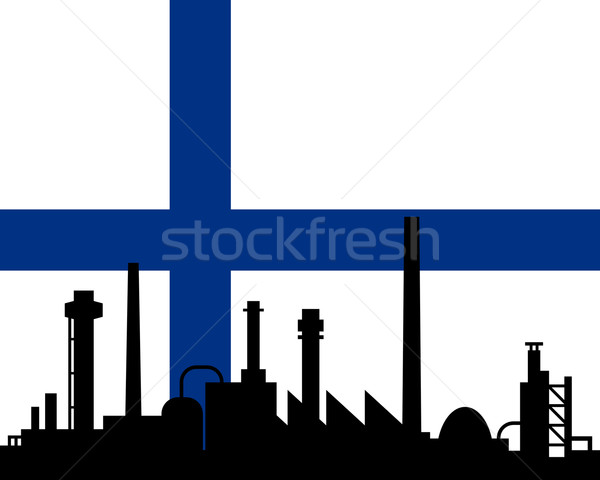 Stock photo: Industry and flag of Finland