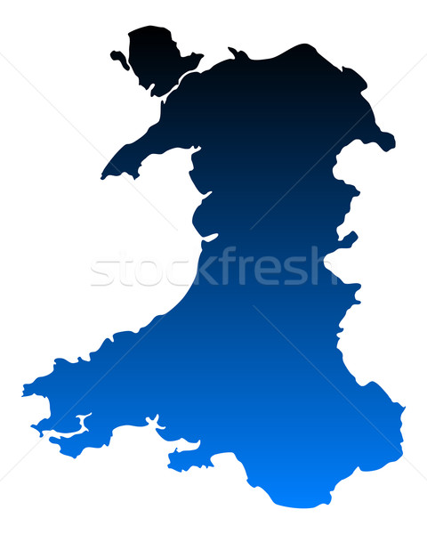 Stock fotó: Térkép · Wales · háttér · kék · vonal · vektor