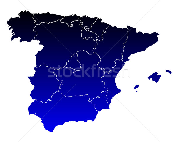 Hartă Spania fundal albastru linie vector Imagine de stoc © rbiedermann