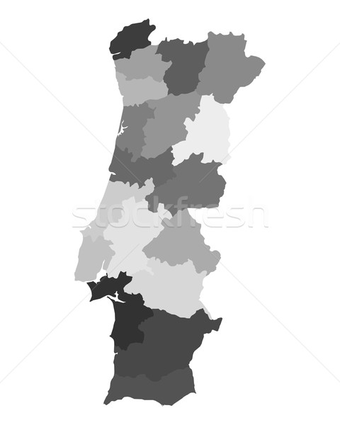 Mapa Portugal Regiões Das Cidades Ilustração Vetorial imagem