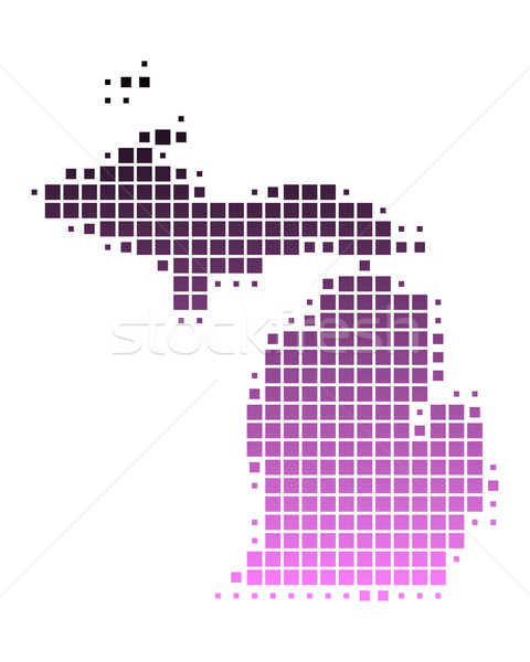 [[stock_photo]]: Carte · Michigan · modèle · rose · Amérique · USA
