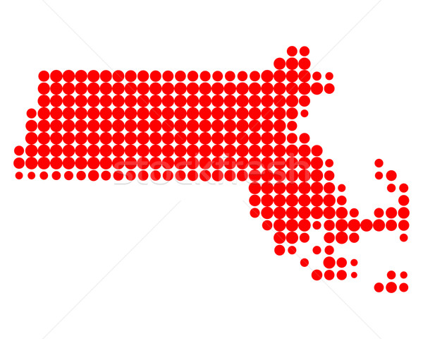 Mappa Massachusetts rosso pattern cerchio USA Foto d'archivio © rbiedermann