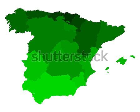 Kaart Spanje groene vector Madrid geïsoleerd Stockfoto © rbiedermann