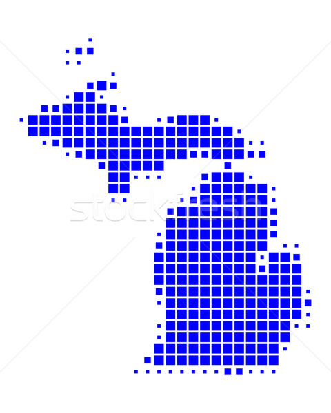 Hartă Michigan albastru model America SUA Imagine de stoc © rbiedermann