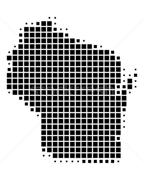 Kaart Wisconsin zwarte patroon USA vierkante Stockfoto © rbiedermann