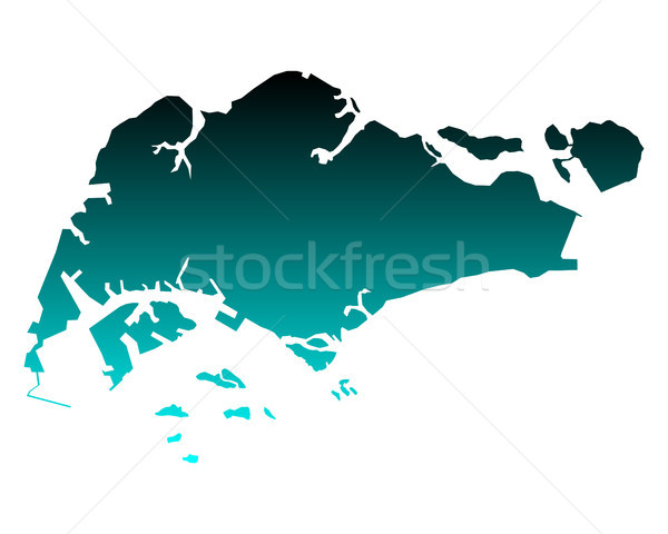Térkép Szingapúr háttér kék vonal vektor Stock fotó © rbiedermann
