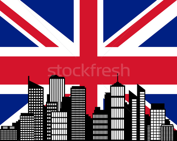 Stadt Flagge Großbritannien Gebäude Landschaft städtischen Stock foto © rbiedermann