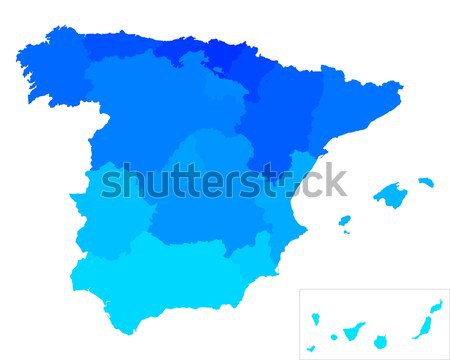 Hartă Spania albastru vector Madrid izolat Imagine de stoc © rbiedermann