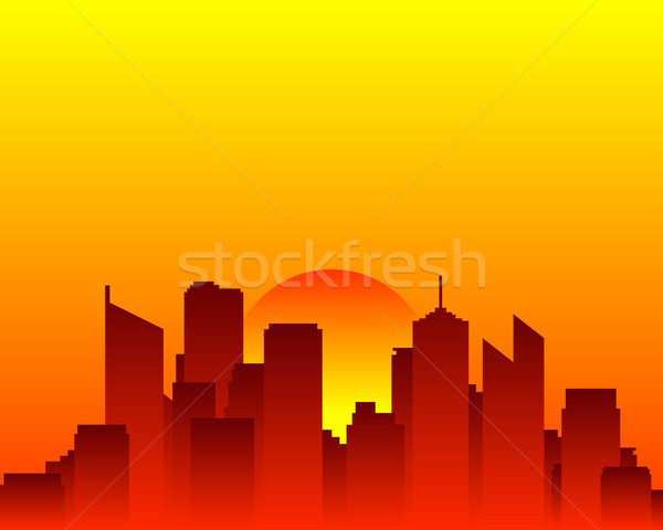 City skyline and sun Stock photo © rbiedermann