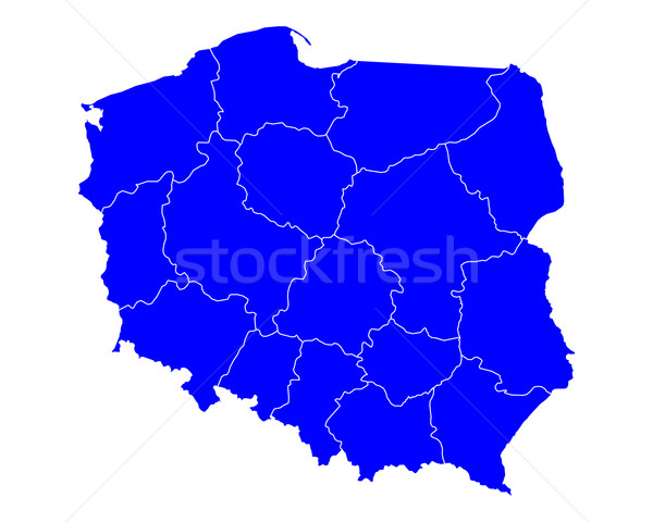 Foto d'archivio: Mappa · Polonia · sfondo · blu · line · vettore